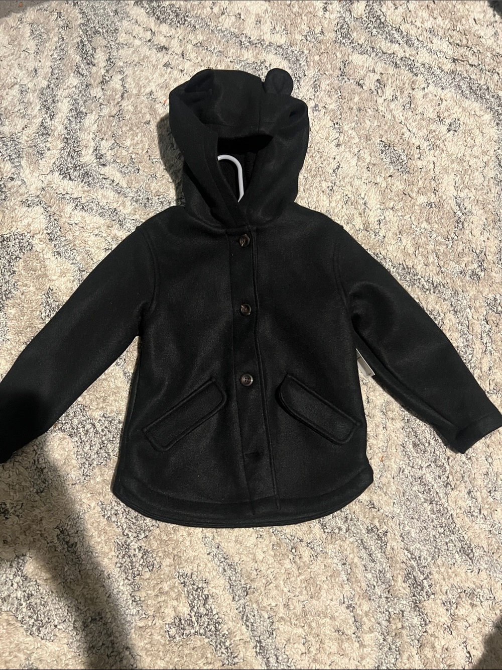 Old Navy Black Hooded Peacoat with Front Pockets
